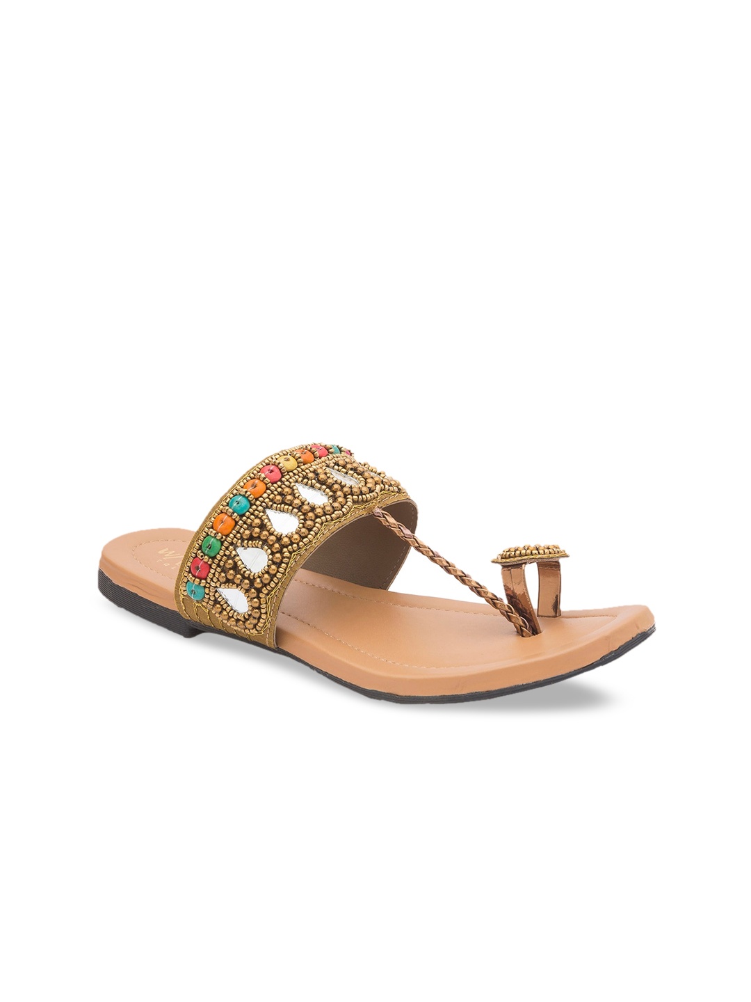 

WALK N STYLE COLLECTION Women Beige Embellished One Toe Flats