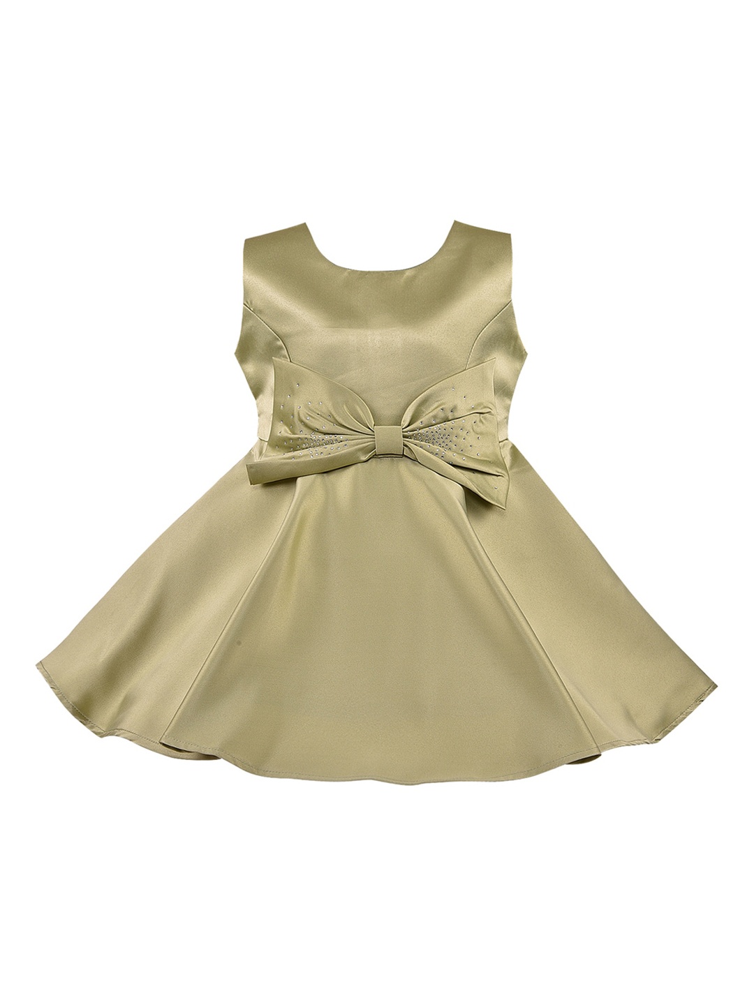 

Wish Karo Girls Olive Green Silk Fit and Flare Dress