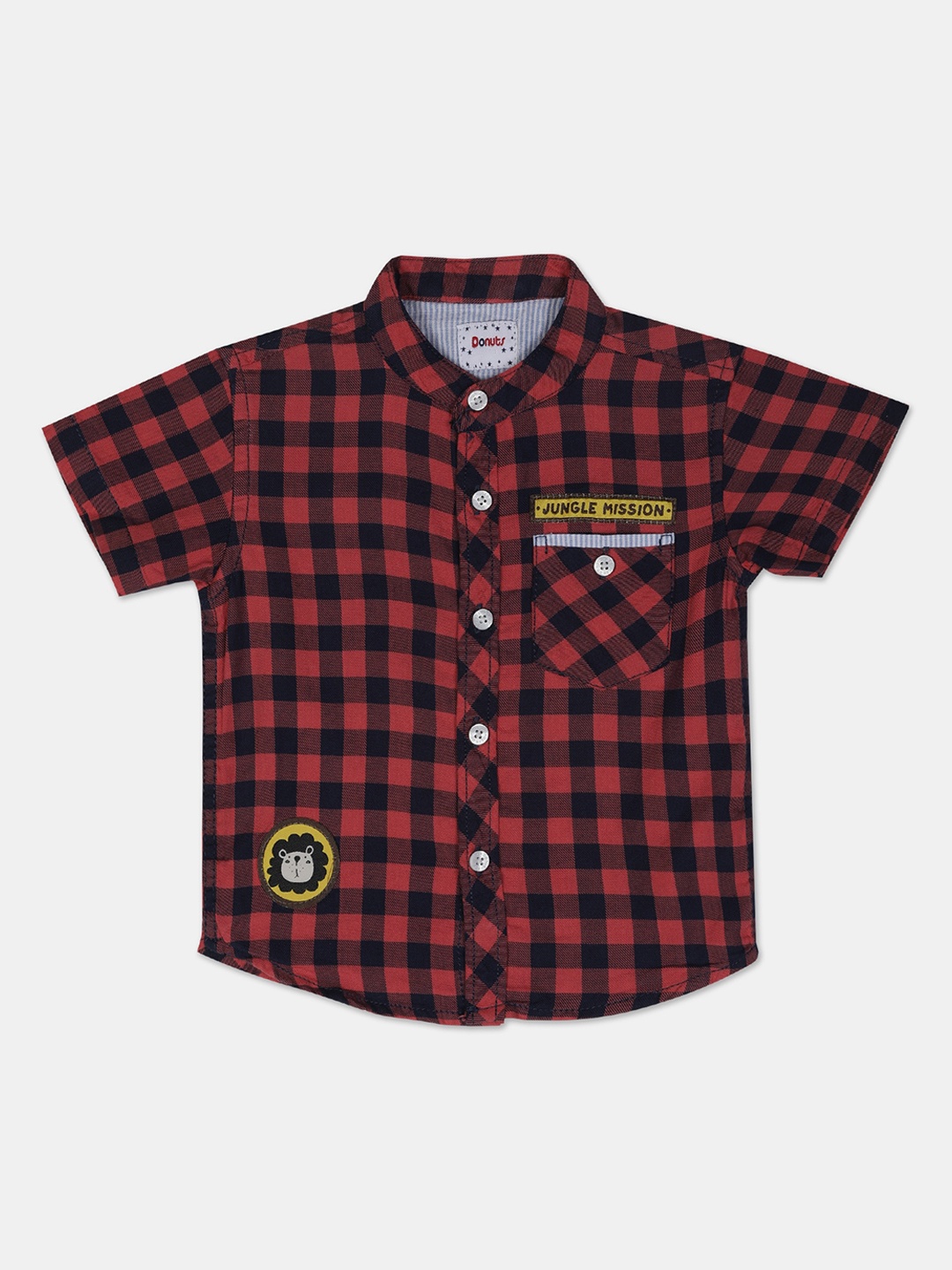 

Donuts Boys Red & Black Regular Fit Checked Casual Shirt