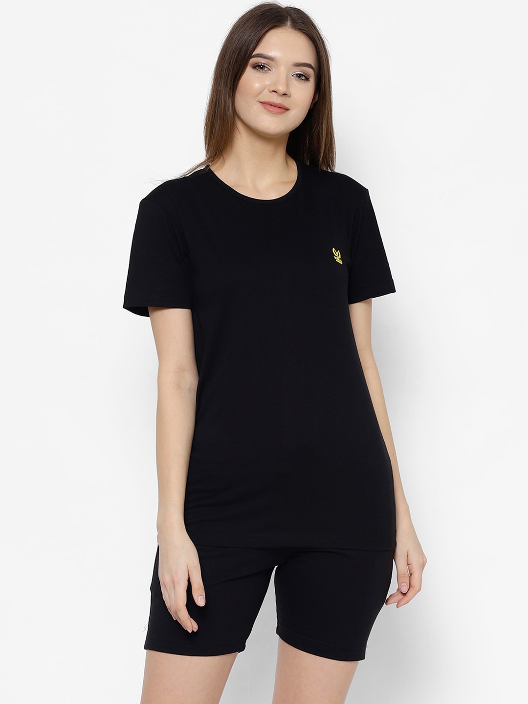 

VIMAL JONNEY Women Black Solid Night Suit BLK_T_D11_02