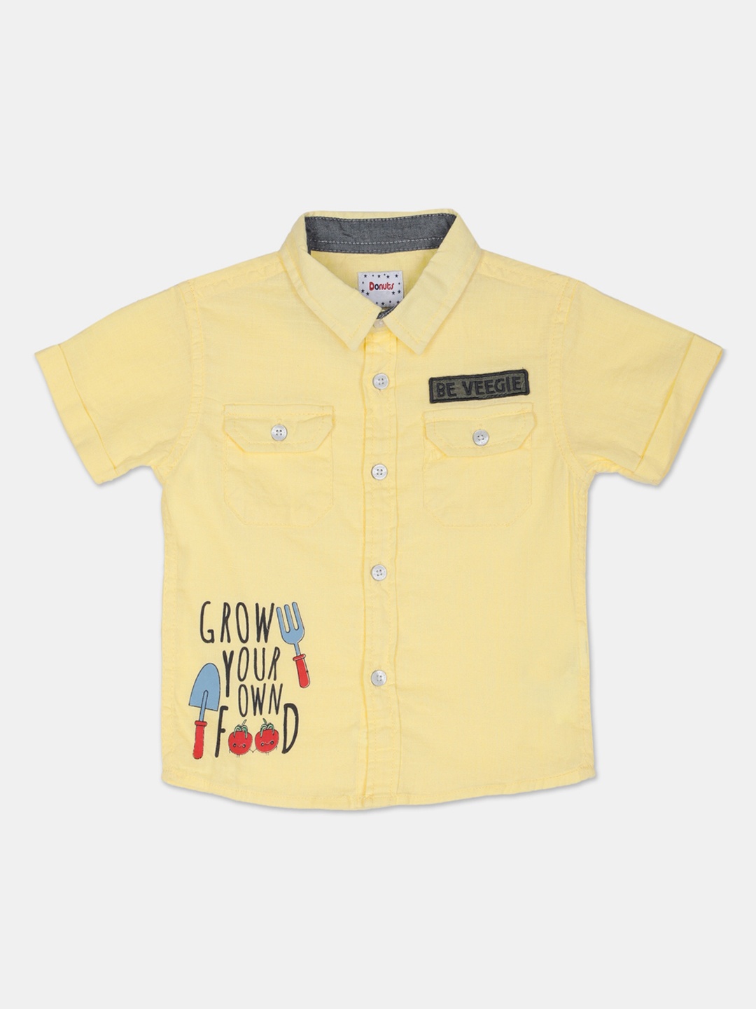 

Donuts Boys Yellow Regular Fit Printed Casual Shirt