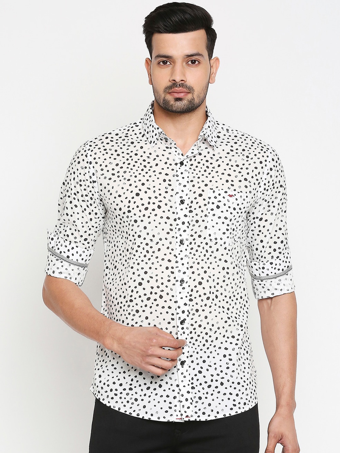 Mufti Men White Slim Fit Printed Casual Shirt