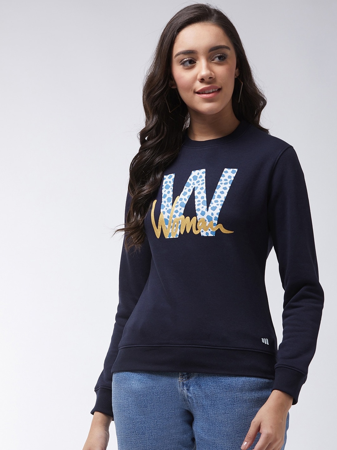

Modeve Women Navy Blue Printed Sweatshirt
