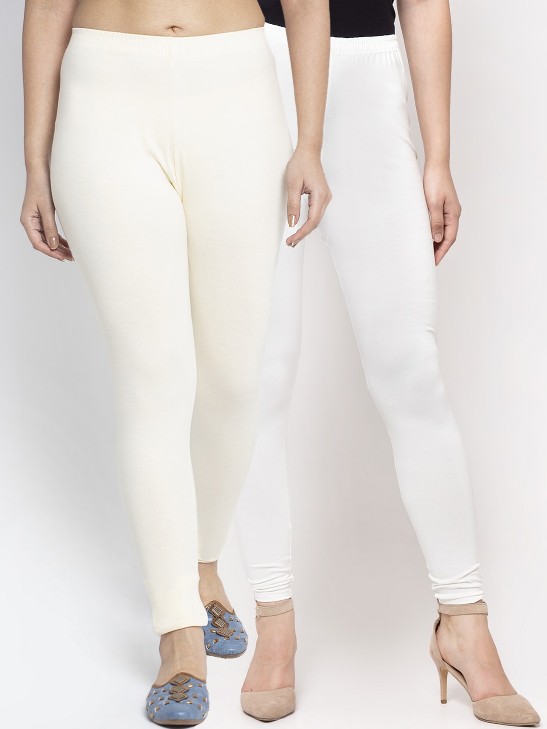 

GRACIT Women Pack Of 2 Solid Ankle-Length Leggings, White