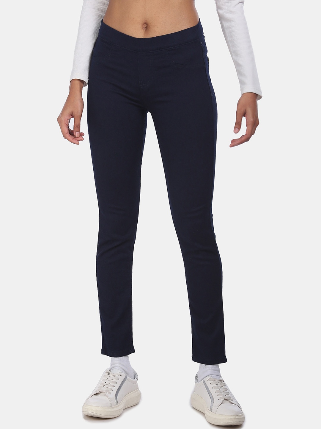 

Cherokee Women Navy Blue Solid Jeggings