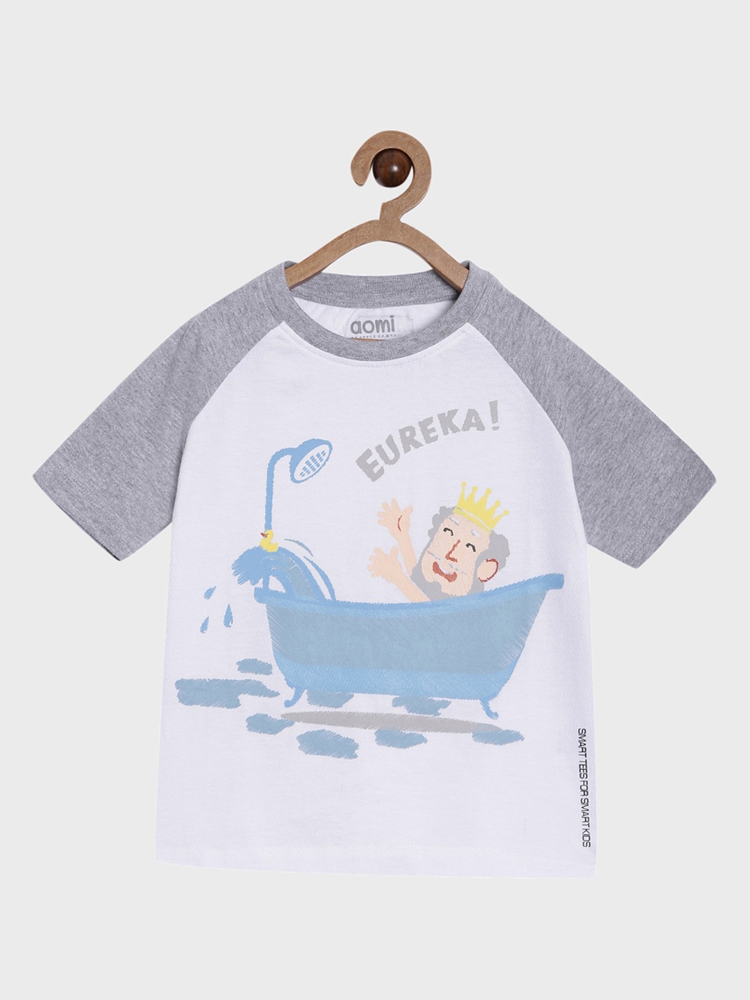 

Aomi Boys White & Blue Printed Round Neck T-shirt
