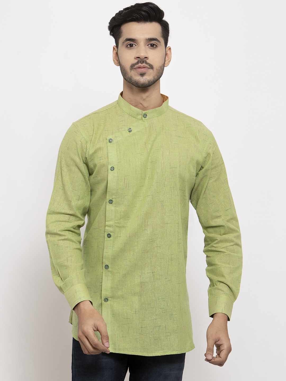 

KLOTTHE Men Green Woven Design Kurta