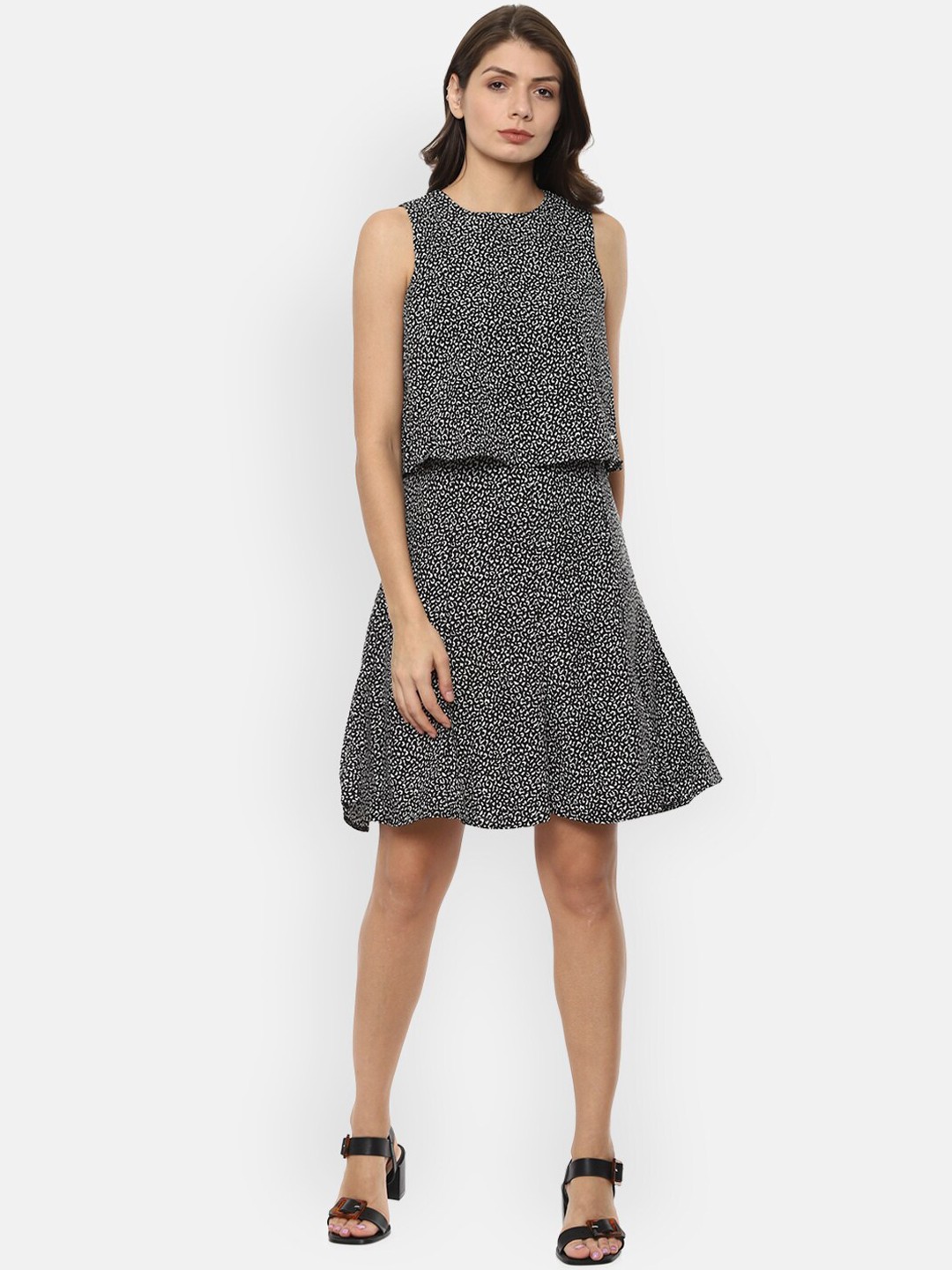 

Van Heusen Woman Women Black Printed A-Line Dress