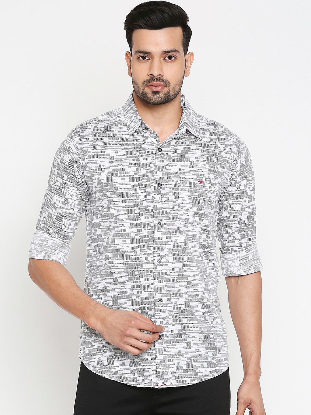 

Mufti Men White Slim Fit Printed Casual Shirt