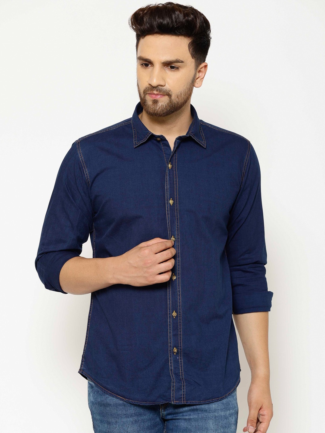 

EPPE Men Navy Blue Slim Fit Solid Casual Shirt