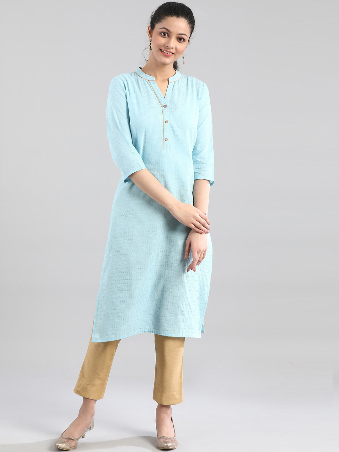 

AURELIA Women Blue Striped Kurta