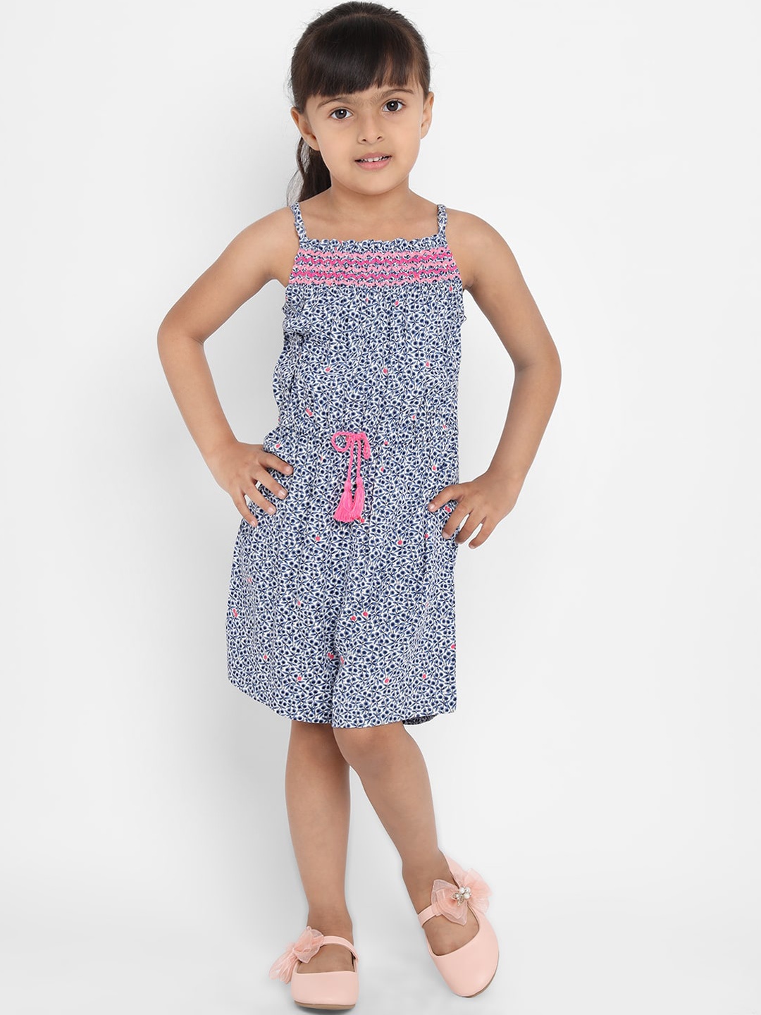 

Nauti Nati Girls Blue & Pink Floral Printed Playsuit