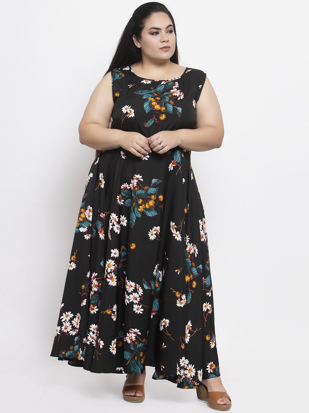

Flambeur Women Multicoloured Floral Printed Maxi Dress, Multi