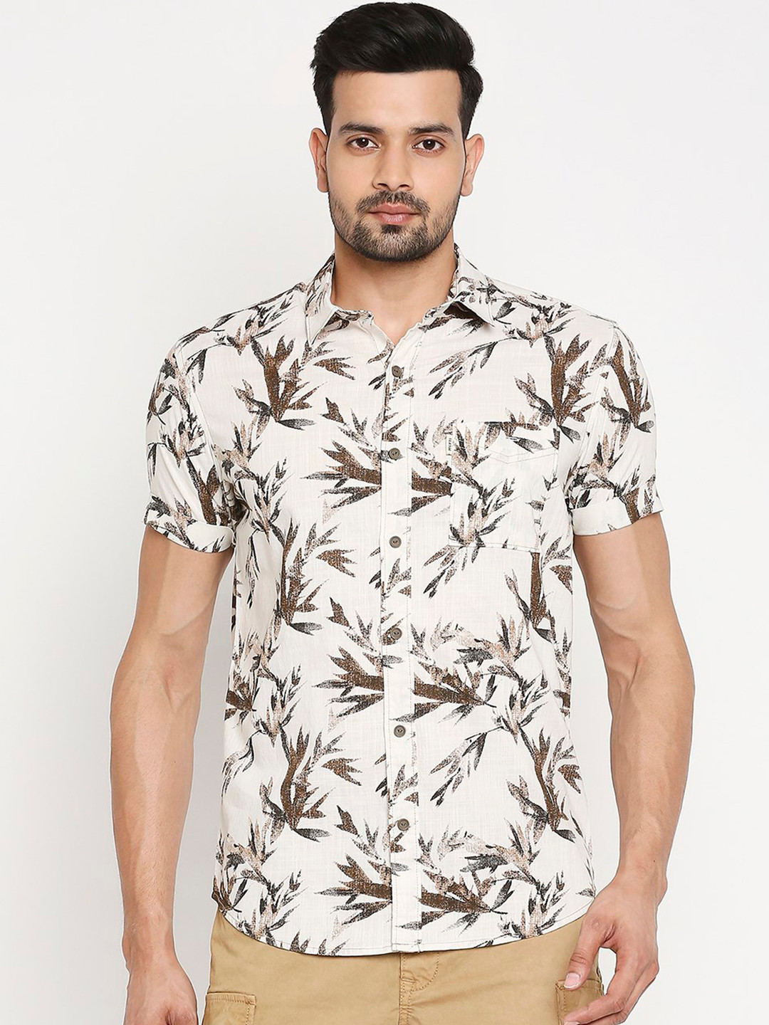 

Mufti Men Beige & Brown Slim Fit Printed Casual Shirt