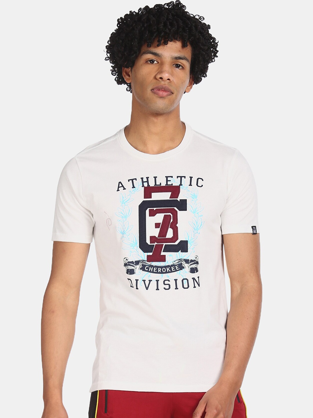 

Cherokee Men White Printed Round Neck T-shirt