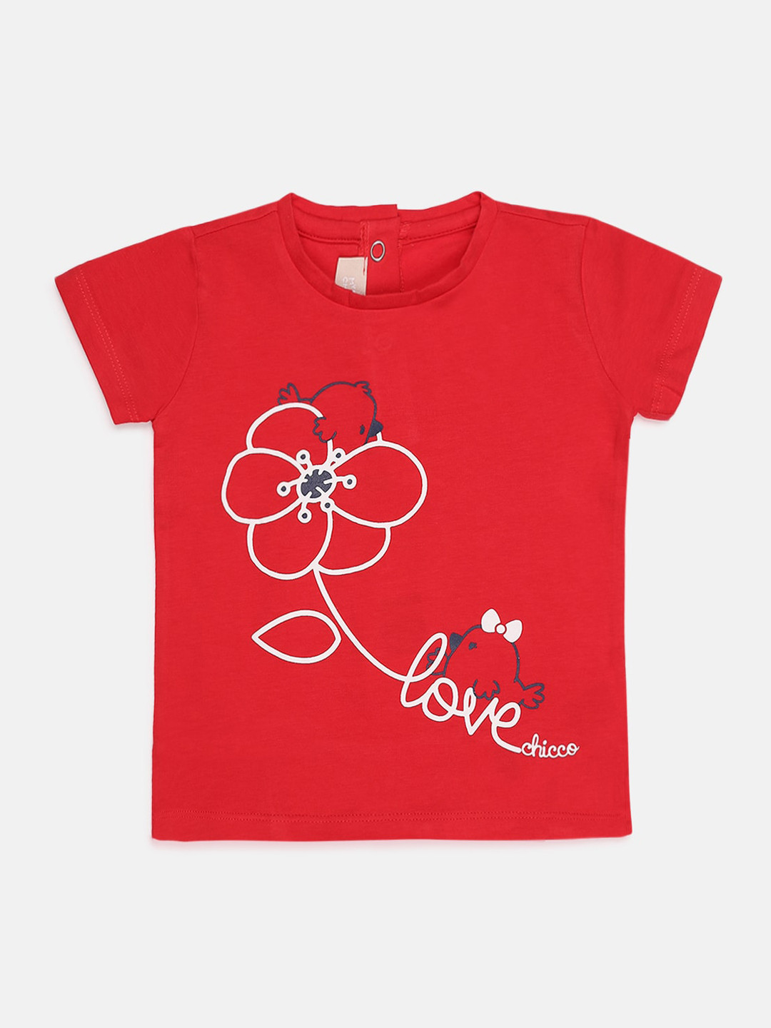 

Chicco Girls Red Printed Round Neck Cotton T-shirt