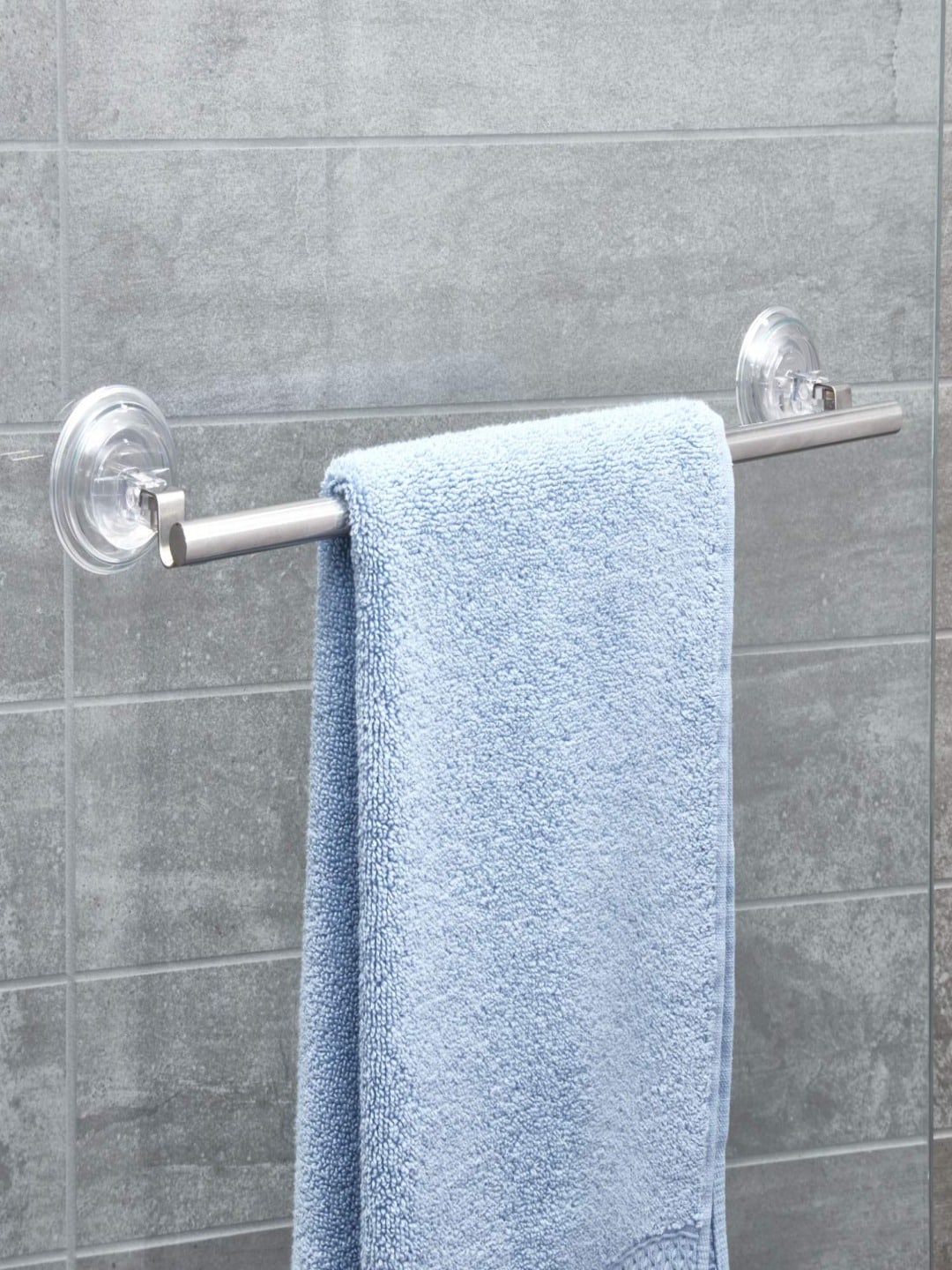 INTERDESIGN Silver-toned Solid Stainless Steel Reo Powerlock Suction Towel Holder