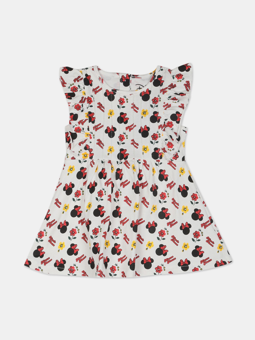 

Colt Girls White & Red Minnie Mouse Printed Ruffled Fit & Flare Dress