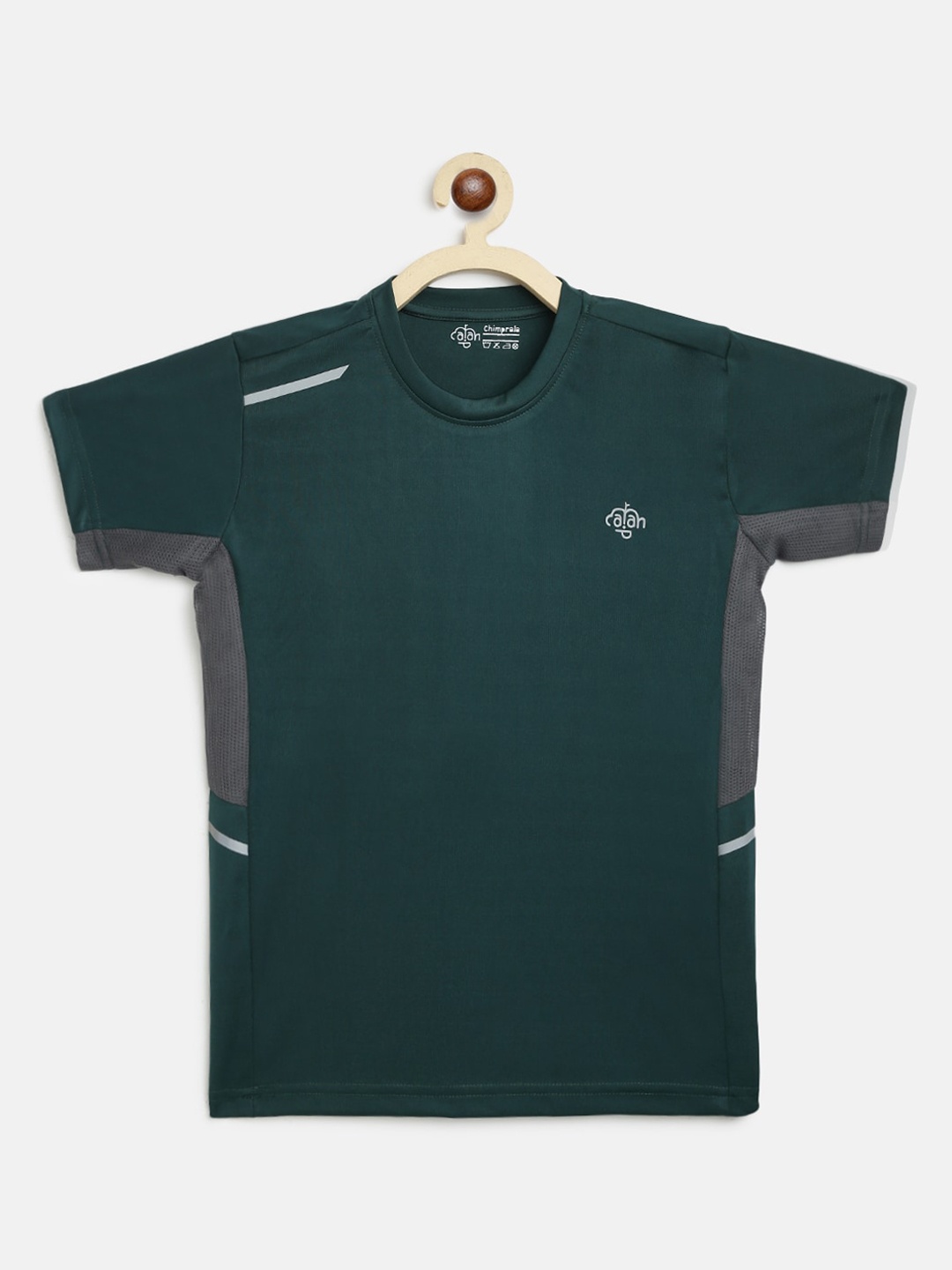 

CHIMPRALA Boys Green Solid Round Neck Sports T-shirt