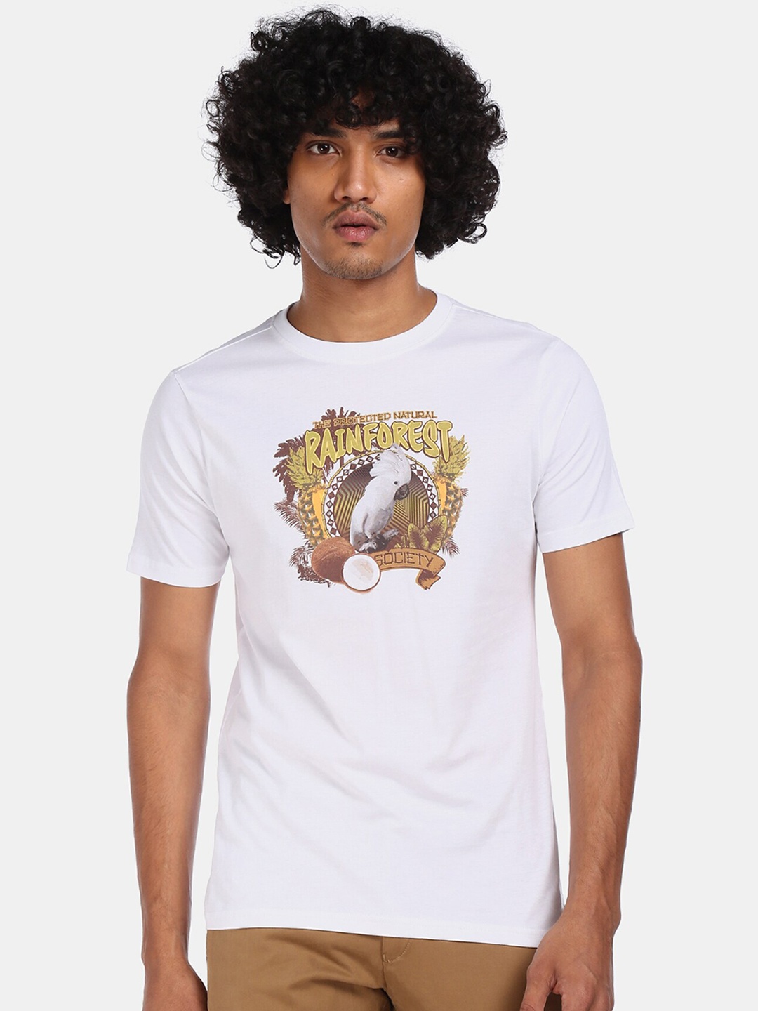 

Colt Men White Printed Round Neck T-shirt
