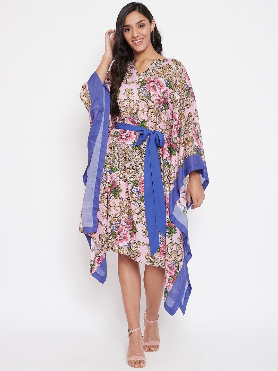 

The Kaftan Company Women Pink Printed Kaftan Dress