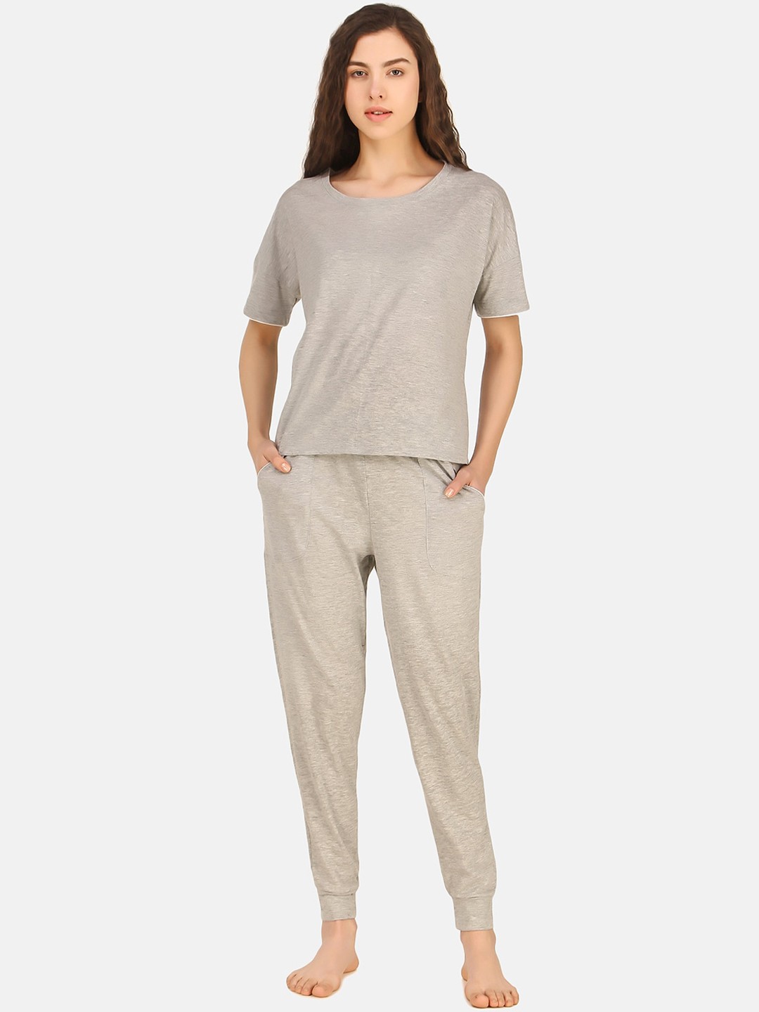 

Masha Women Grey Solid Night suit