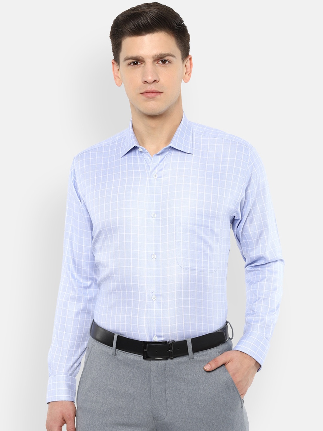 

Van Heusen Men Blue Regular Fit Checked Casual Shirt
