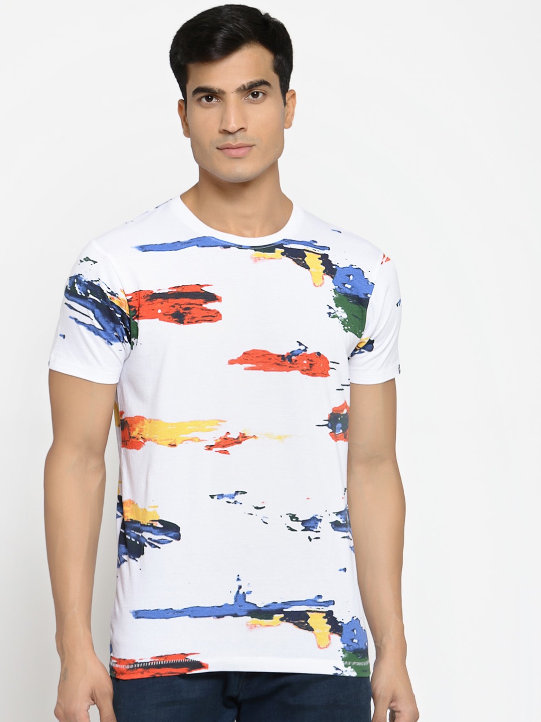 

Pepe Jeans Men White Printed Round Neck Cotton Pure Cotton T-shirt