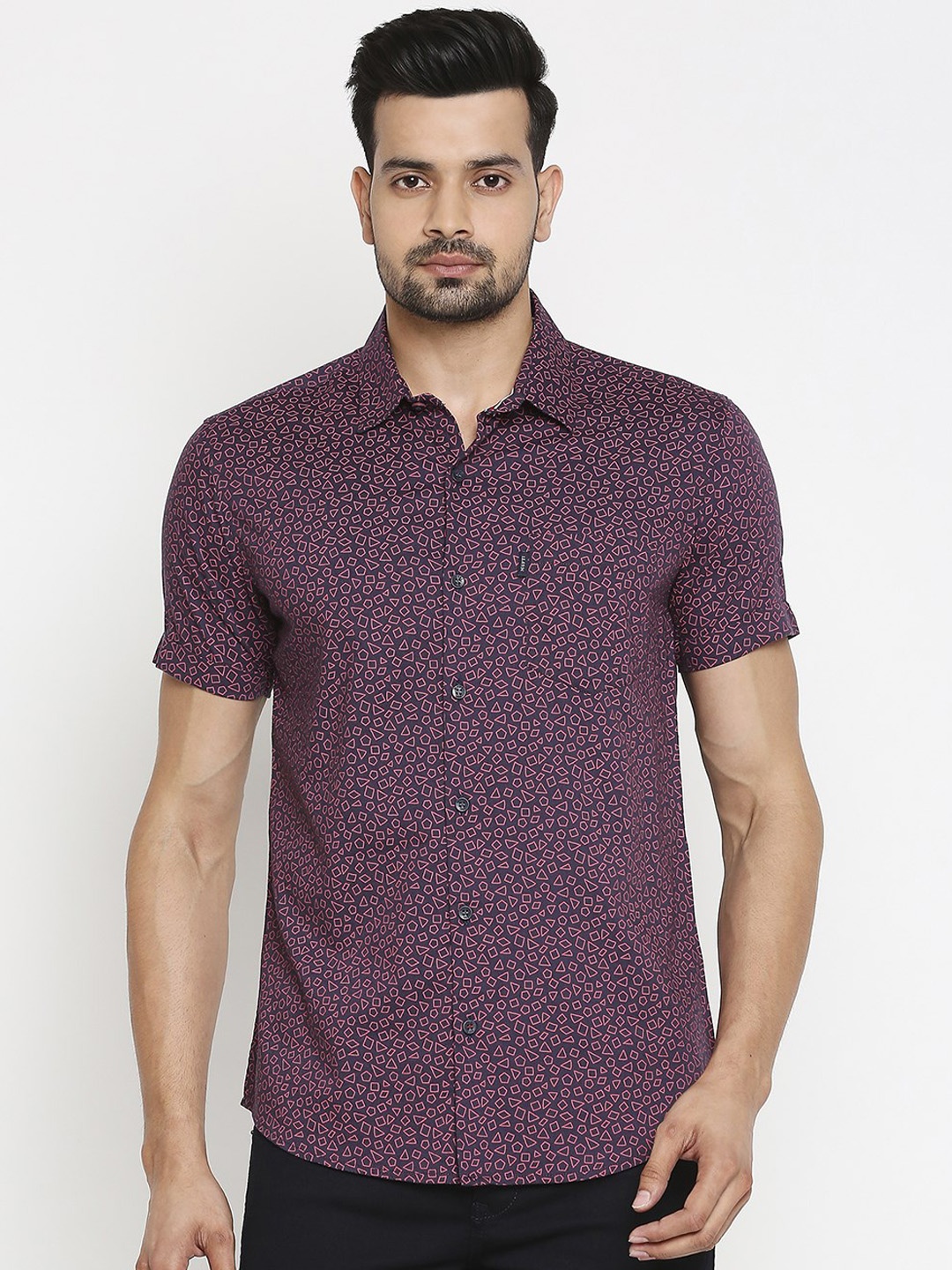 

Mufti Men Purple Slim Fit Printed Casual Shirt