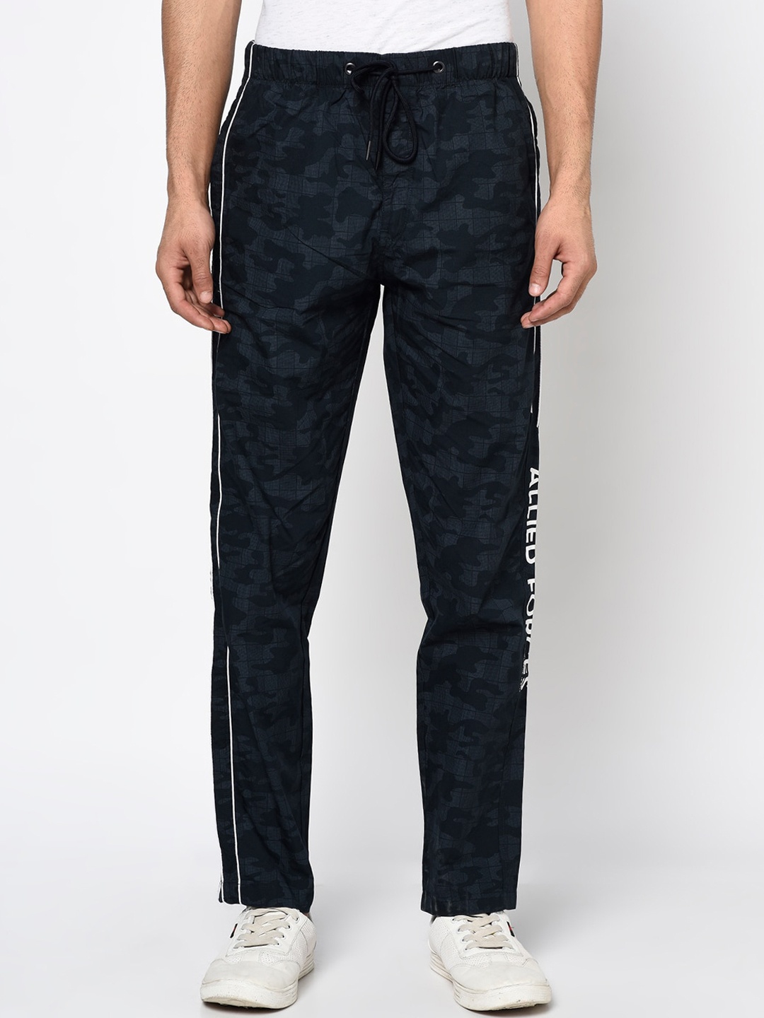 

Octave Men Navy Blue Camouflage Printed Cotton Track Pants