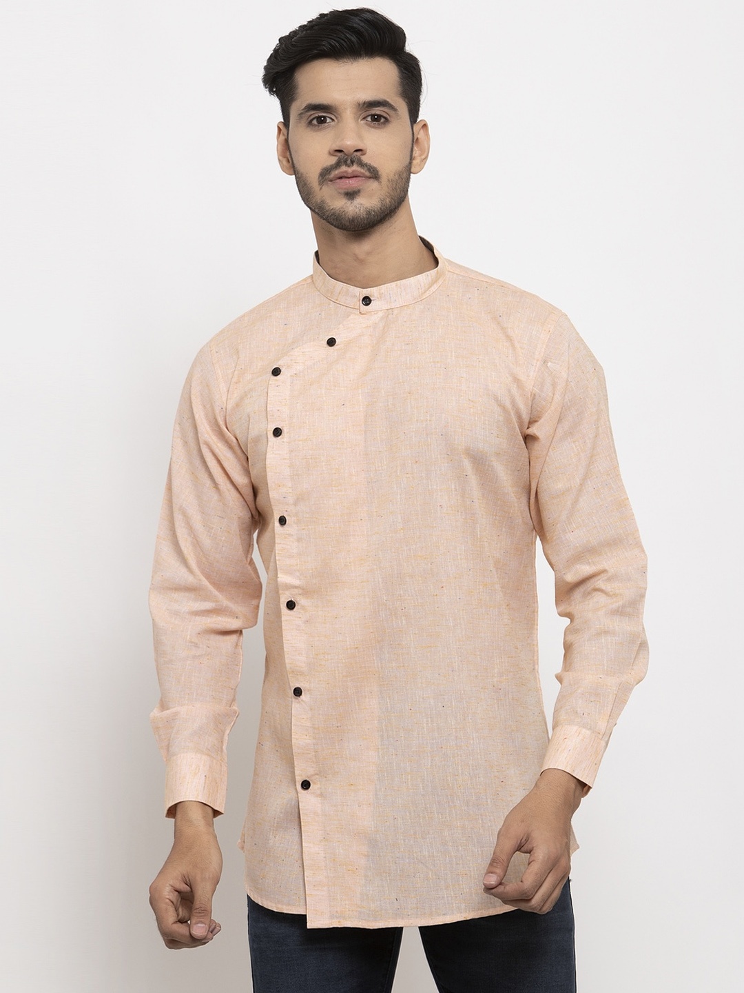 

KLOTTHE Men Peach-Coloured Solid Kurta