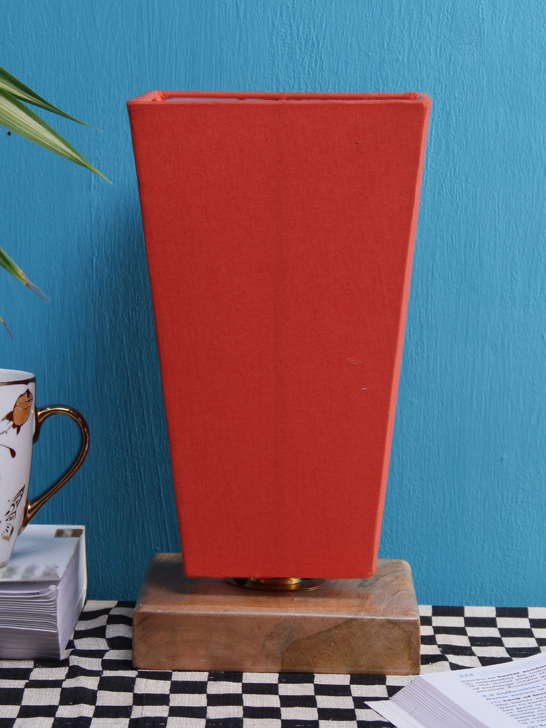 

Devansh Orange & Gold-Toned Solid Traditional Table Lamp with Shade