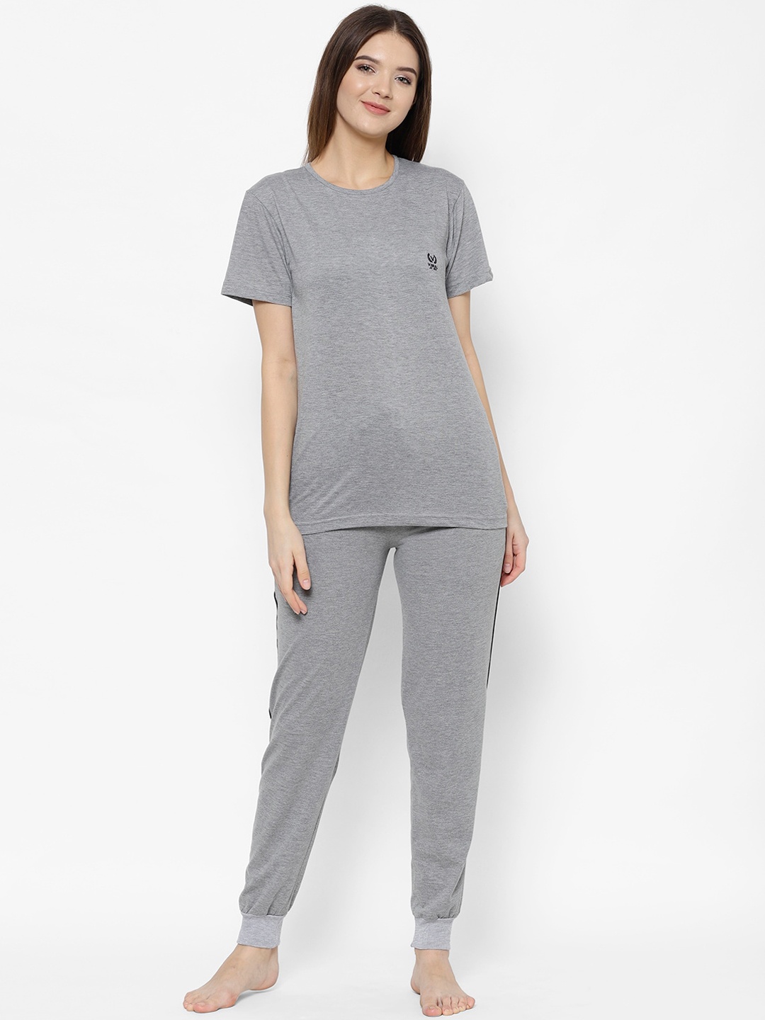 

VIMAL JONNEY Women Grey Solid Night suit