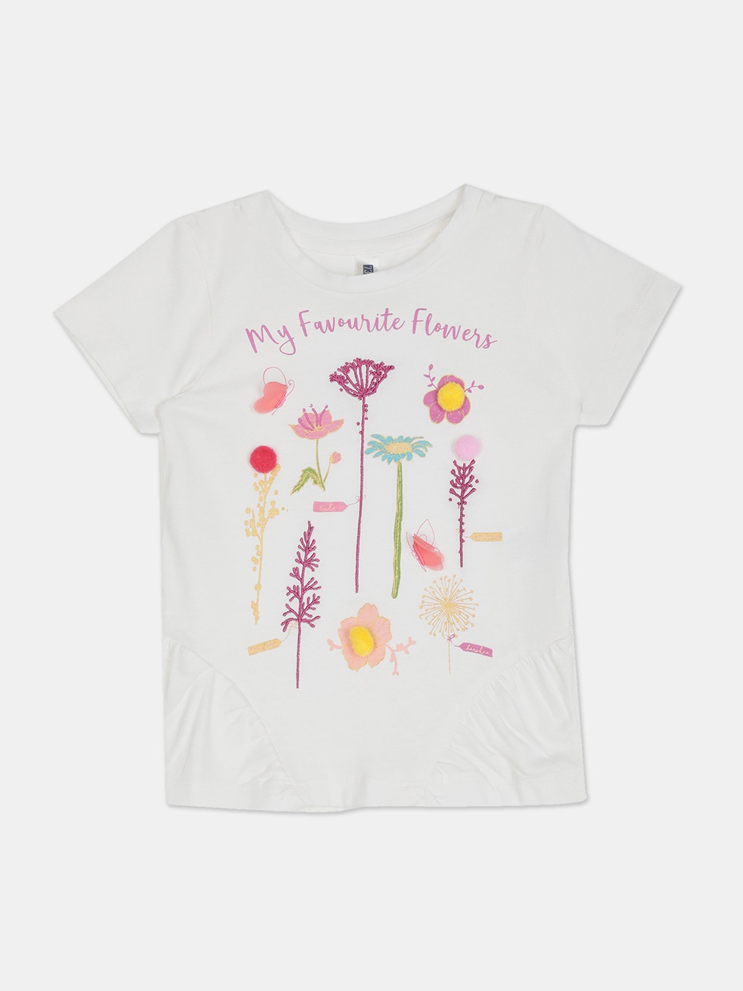 

Cherokee Girls White Floral Printed Round Neck T-shirt