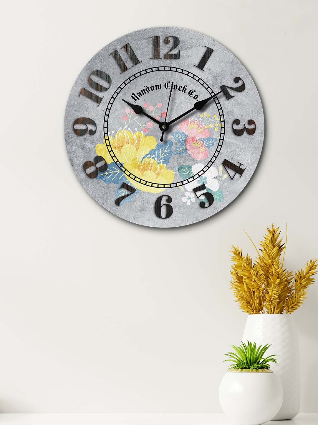 

RANDOM Grey & Black Round Printed Analogue 29.21cm Wall Clock