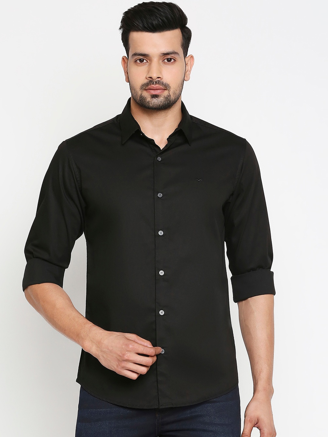 

Mufti Men Black Slim Fit Solid Casual Shirt