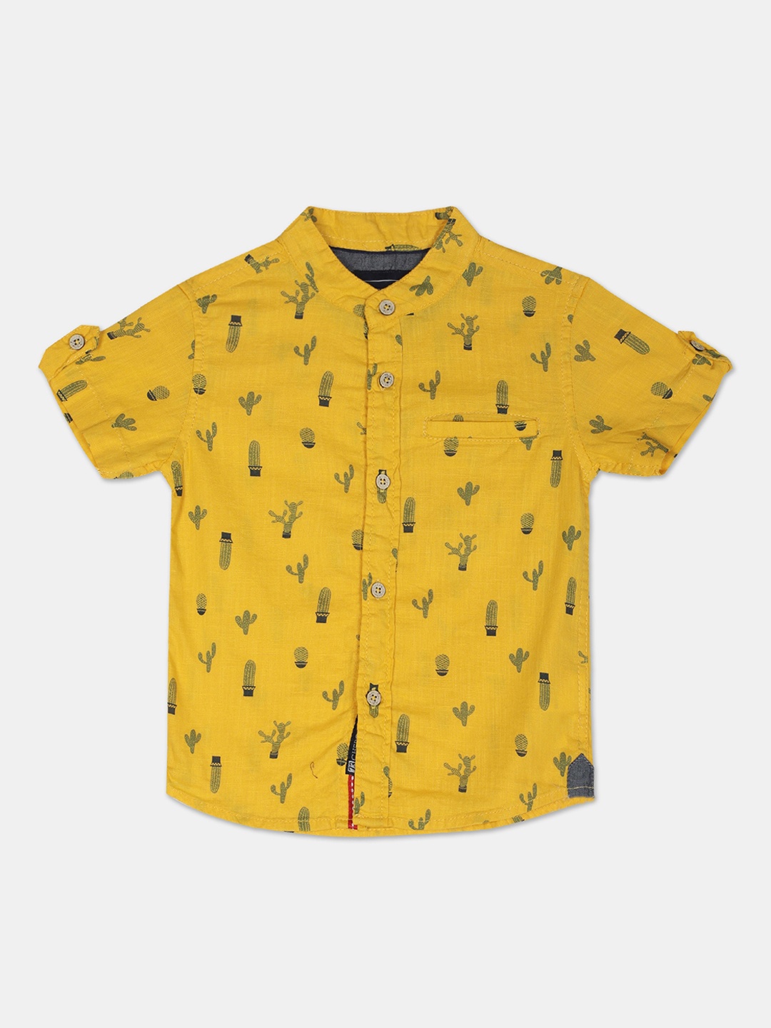 

Cherokee Boys Mustard Yellow & Green Cacti Print Cotton Casual Shirt