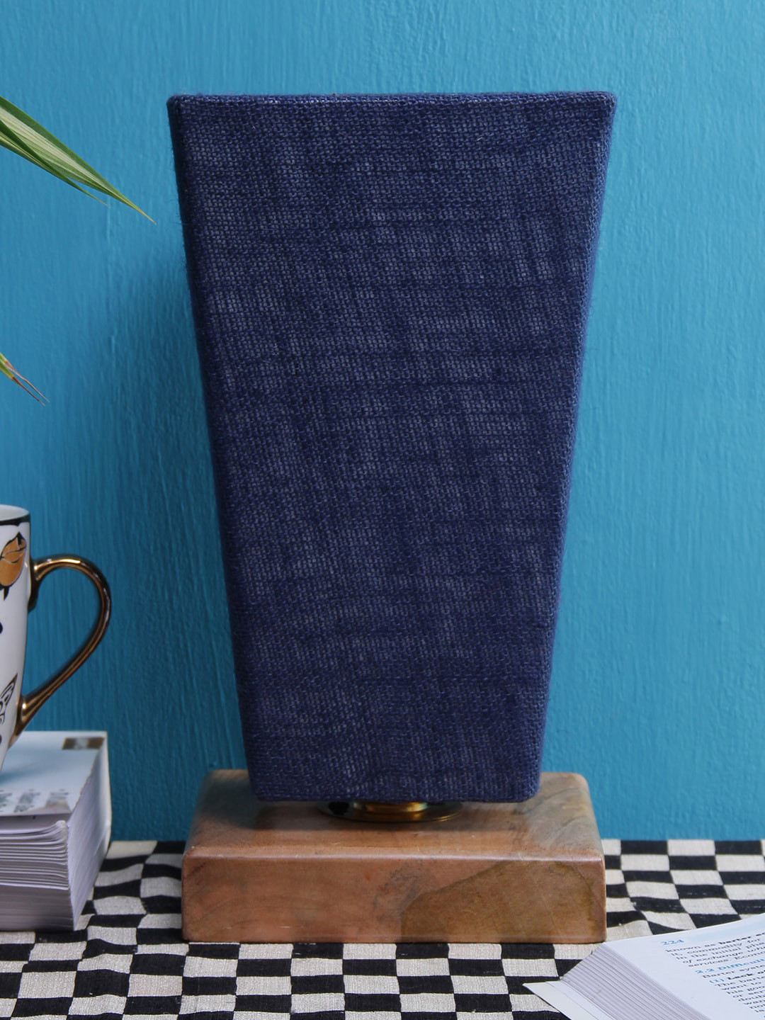 

Devansh Blue & Brown Solid Traditional Column Table Lamp with Shade