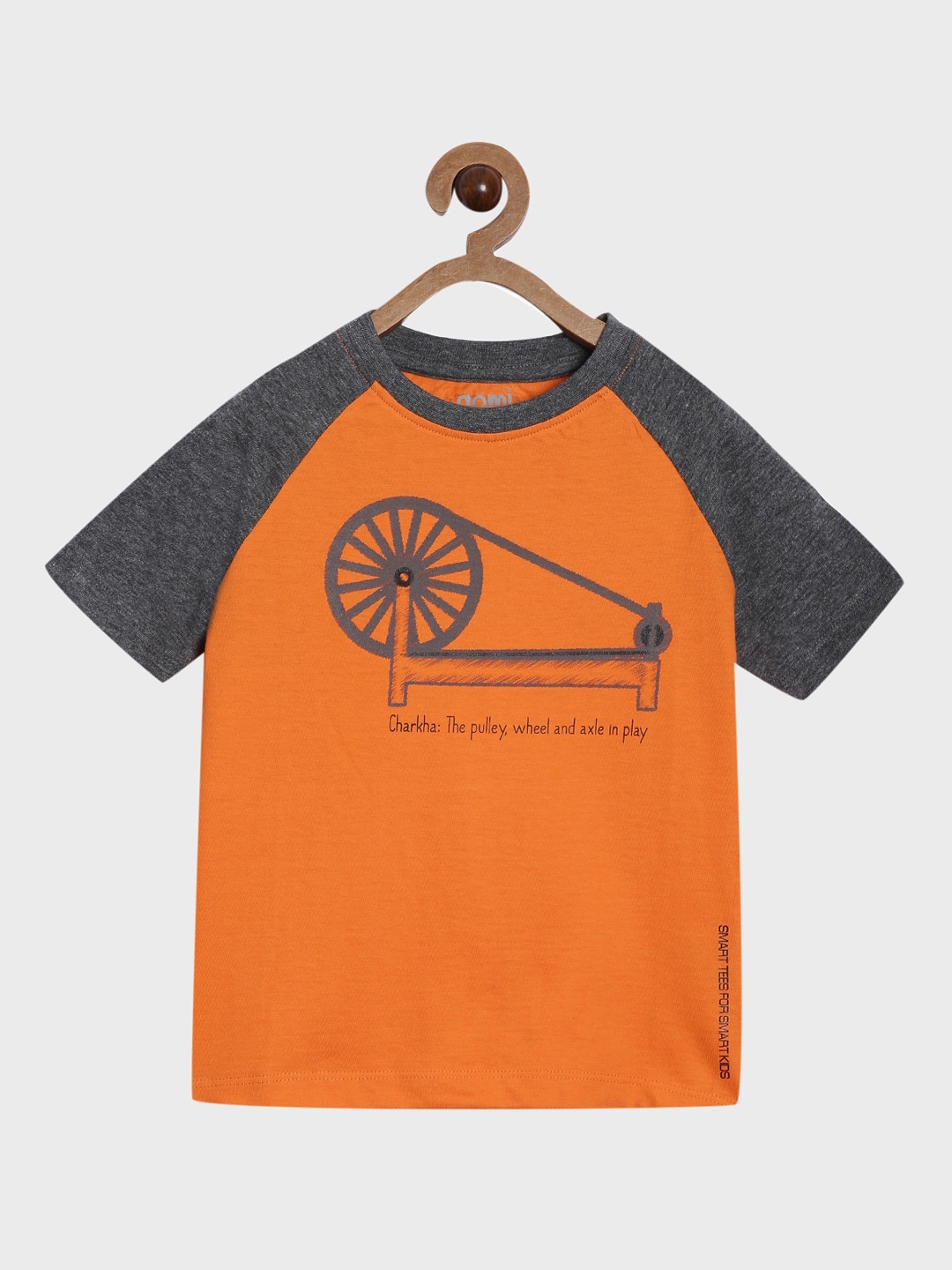

Aomi Boys Orange & Grey Colourblocked Round Neck T-shirt