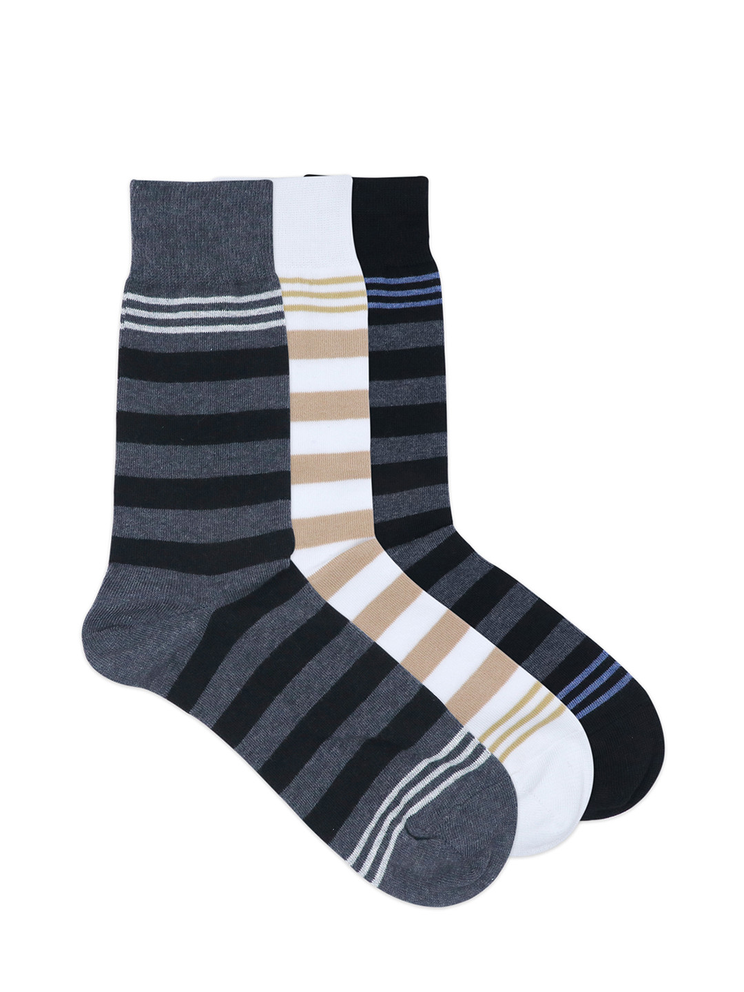 

Balenzia Men Pack Of 3 Assorted Striped Calf-Length Socks