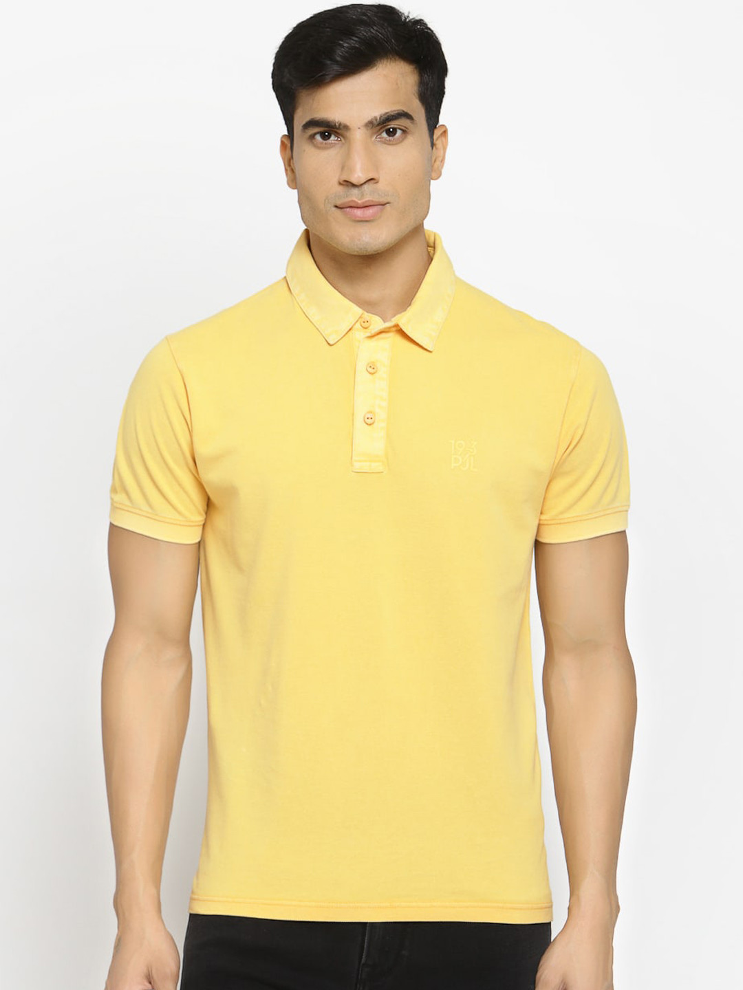 

Pepe Jeans Men Yellow Solid Polo Collar T-shirt
