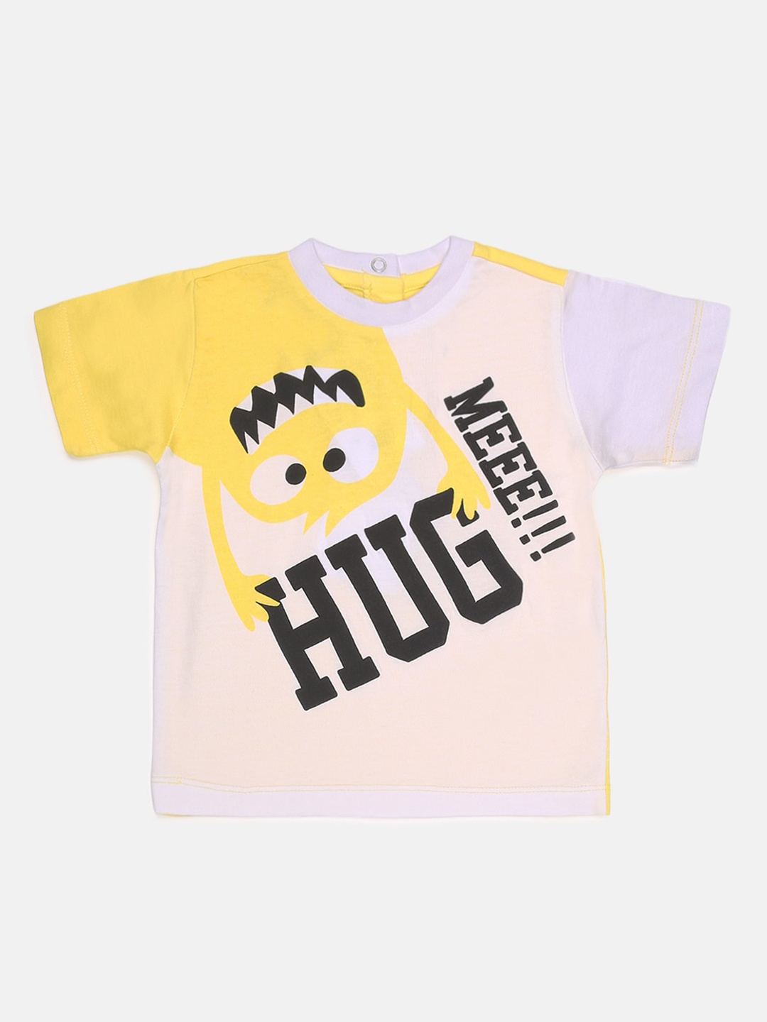 Chicco Boys White Yellow Printed Round Neck Pure Cotton T-shirt