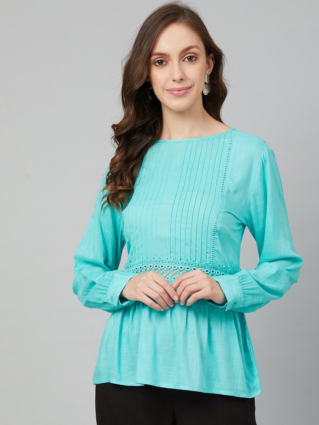 

Carlton London Turquoise Blue Peplum Top