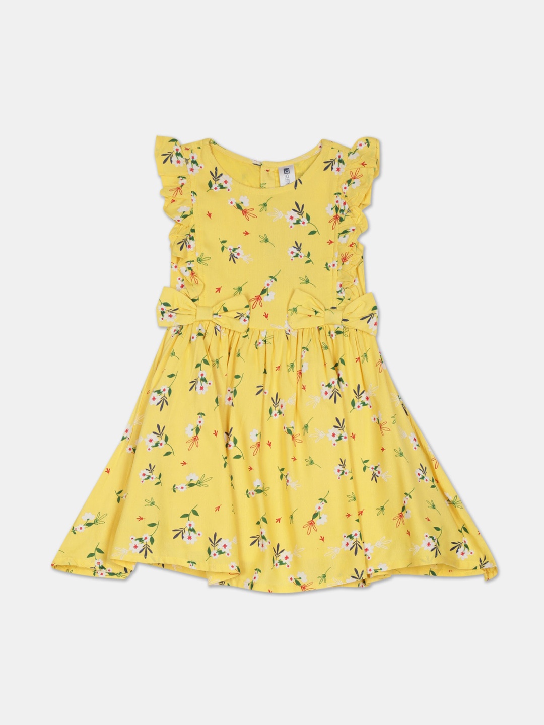 

Cherokee Girls Yellow Floral Printed Fit and Flare Dress