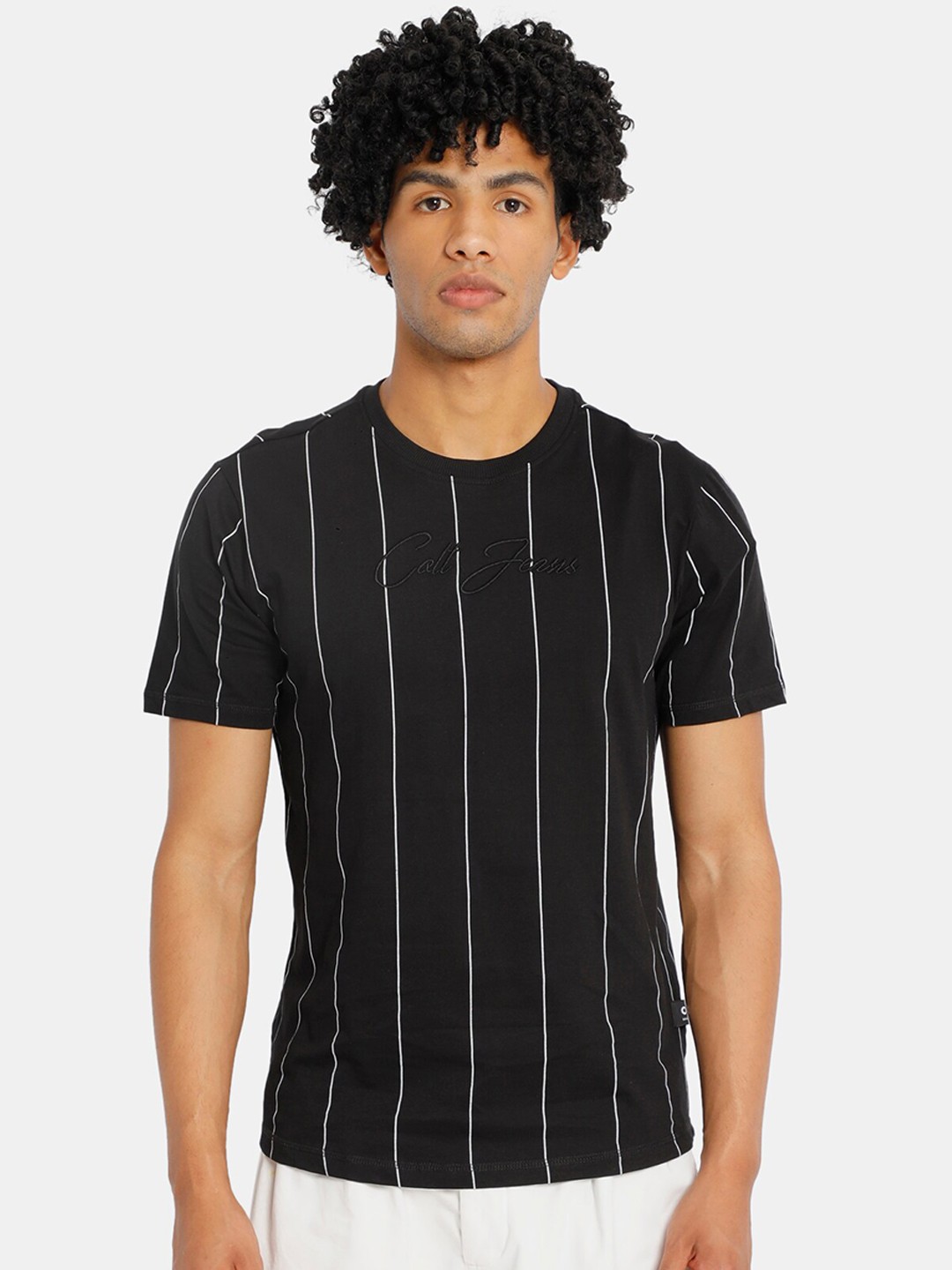 

Colt Men Black Striped Round Neck T-shirt