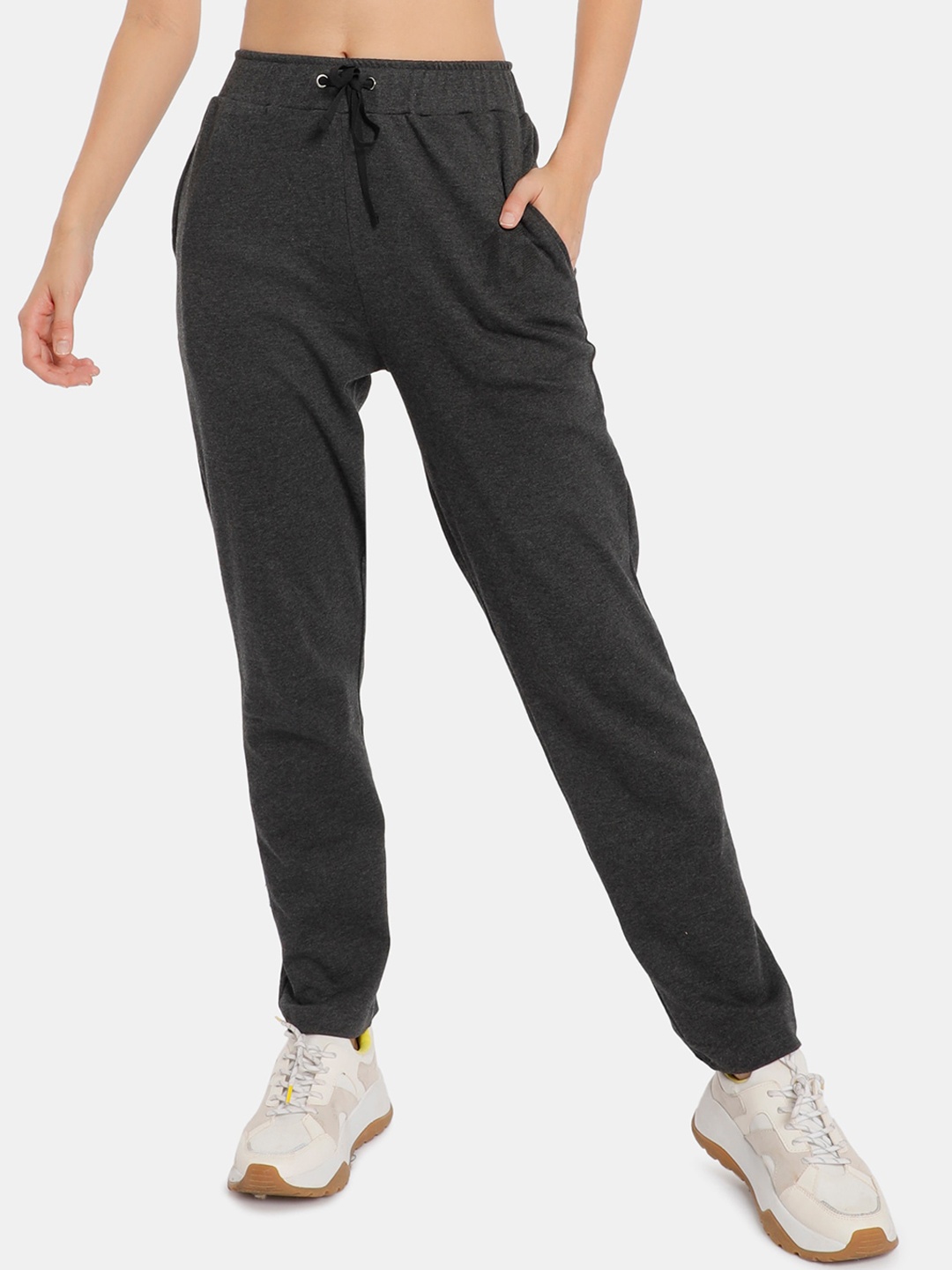 

Sugr Women Charcoal Black Solid Track Pants