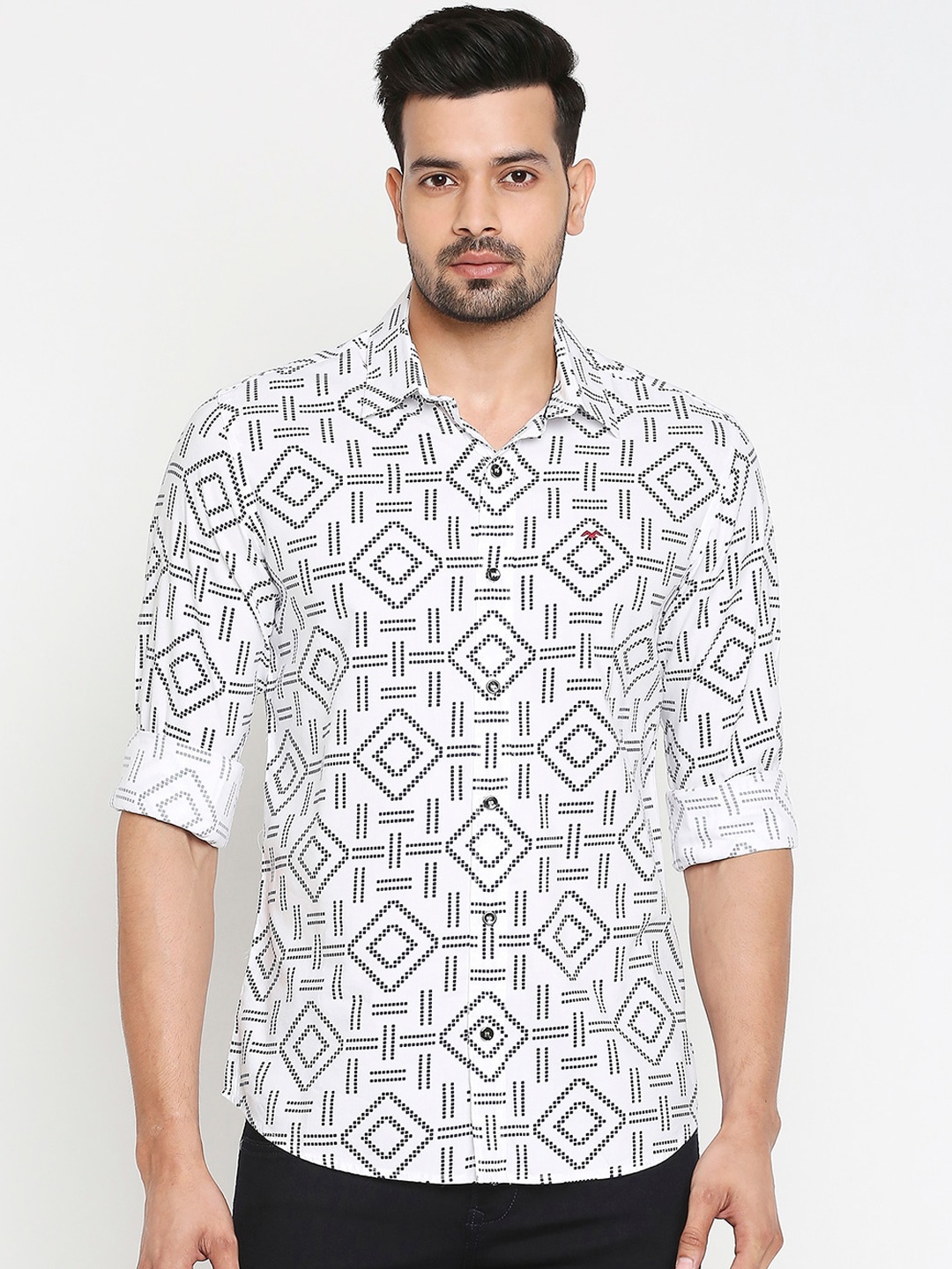 

Mufti Men White Slim Fit Printed Casual Shirt