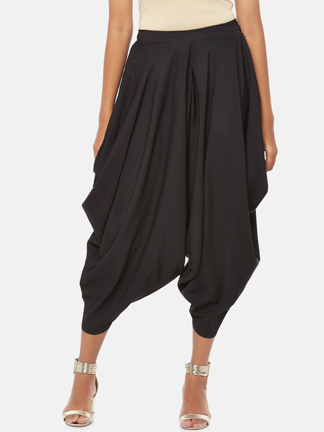 

RANGMANCH BY PANTALOONS Women Black Solid Dhoti Pants