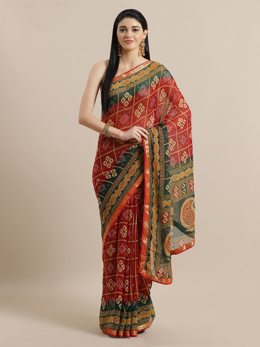 

Chhabra 555 Maroon Poly Georgette Printed Banarasi Saree