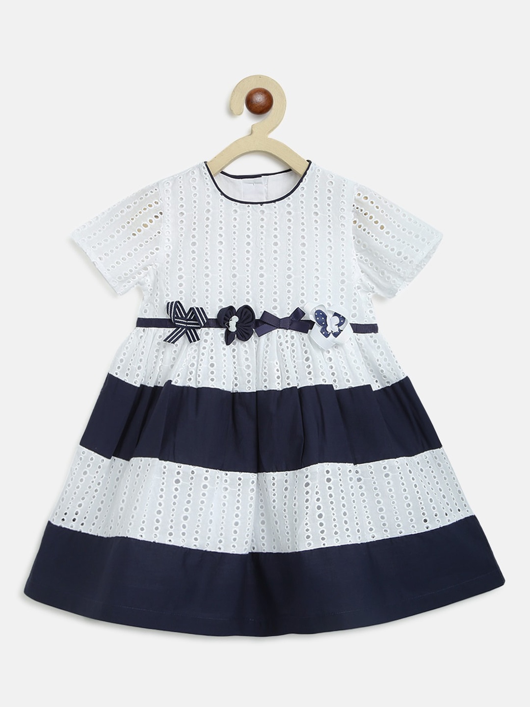 

Chicco Girls White Colourblocked Fit and Flare Dress